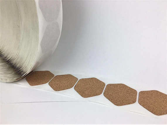 Hexagon Self Adhesive Cork Backing for 4" Hexagon Tile Coasters